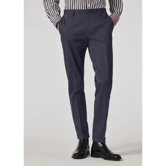 NWT Paul Smith | Slim-Fit Washed Navy Cotton-Stretch Chinos - Picture 13 of 14